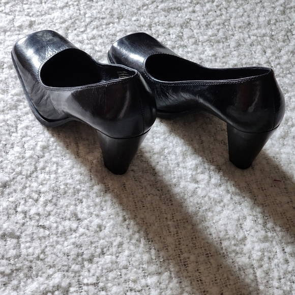 Vintage 90s Hush puppies square toe high heels leather black pump size 8M - Picture 7 of 11